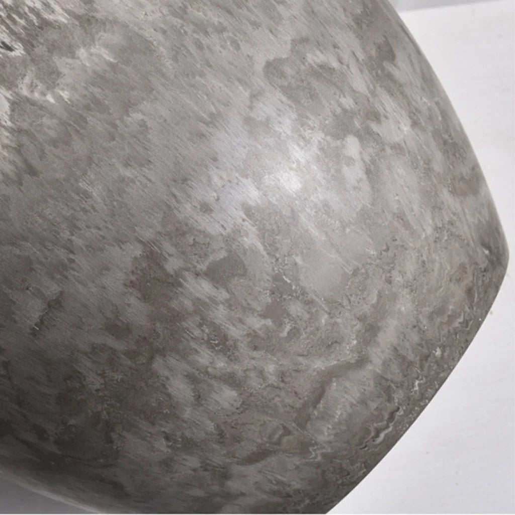 Resin Plant Flower Pot 32cm Rock Grey Round in Cement Pattern Planter Cachepot for Indoor Home Office