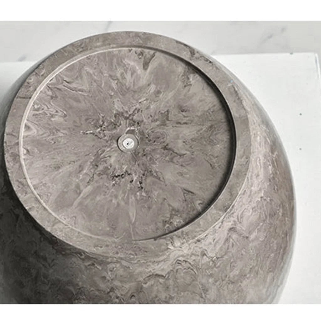 Resin Plant Flower Pot 32cm Rock Grey Round in Cement Pattern Planter Cachepot for Indoor Home Office