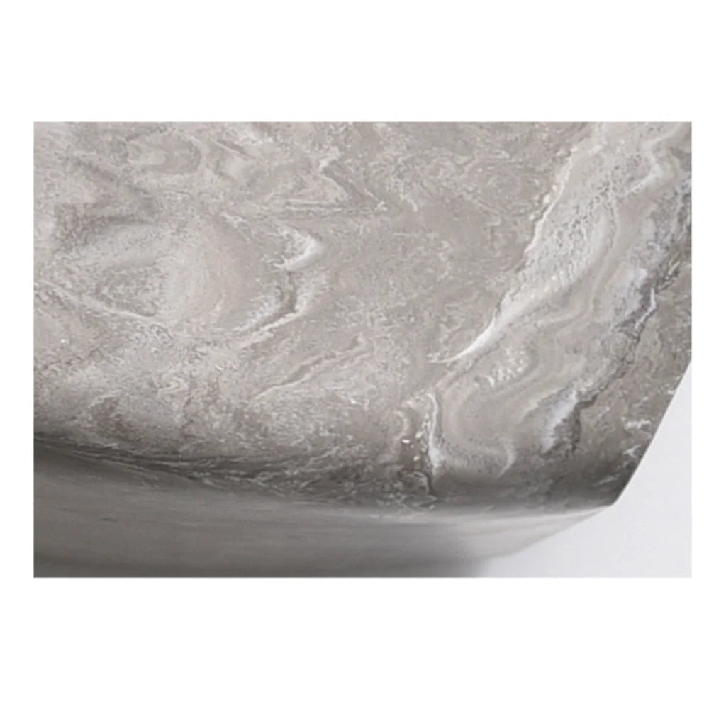 Resin Plant Flower Pot 32cm Rock Grey Square in Cement Pattern Planter Cachepot for Indoor Home Office