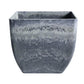 Resin Plant Flower Pot 32cm Weathered Grey Square in Cement Pattern Planter Cachepot for Indoor Home Office