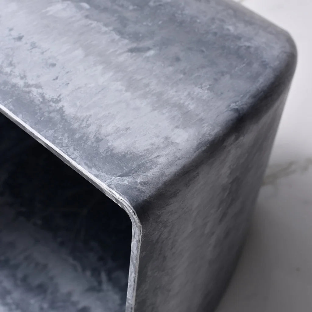 Resin Plant Flower Pot 32cm Weathered Grey Square in Cement Pattern Planter Cachepot for Indoor Home Office