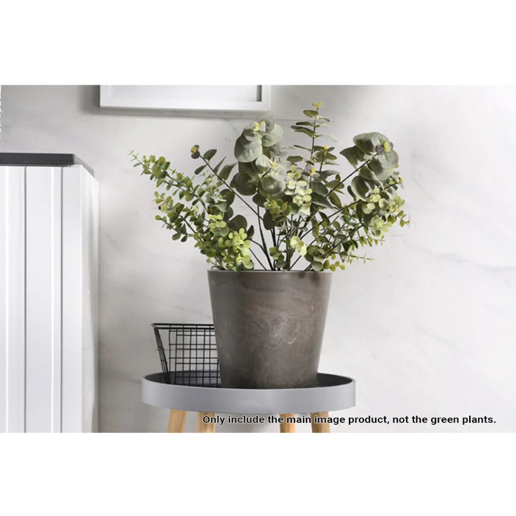 Resin Plant Flower Pot Set of 2 - 32cm Rock Grey Round Cement Pattern