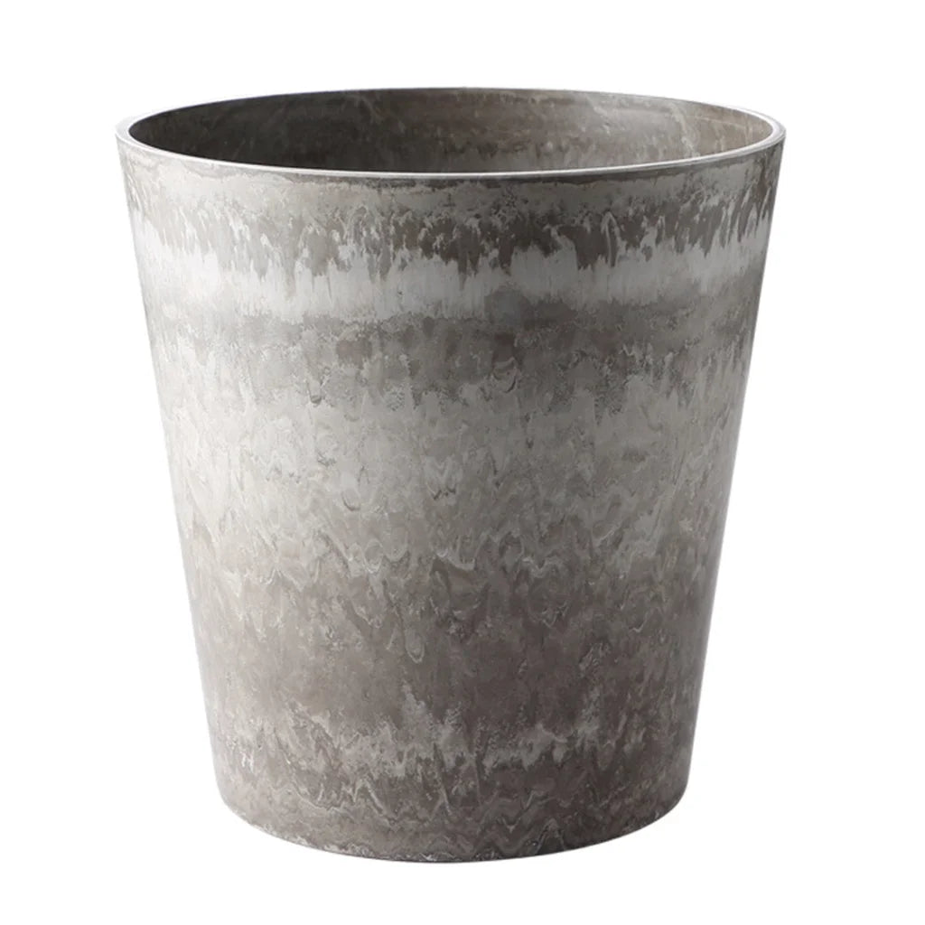 Resin Tapered Plant Flower Pot 37cm Rock Grey Round in Cement Pattern Planter Cachepot for Indoor Home Office