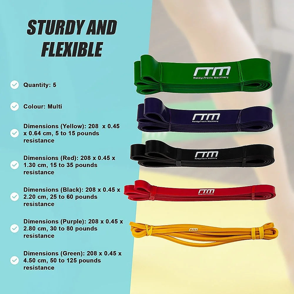 Resistance Band Loop Set of 5 Heavy Duty for Gym Yoga