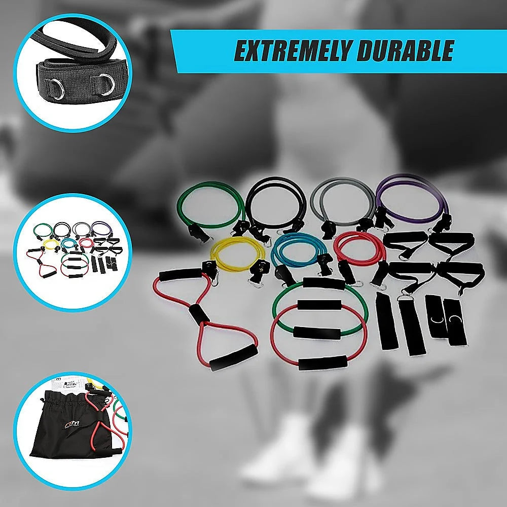 Resistance Exercise Fitness Bands Tubes Kit Yoga Set 19PC