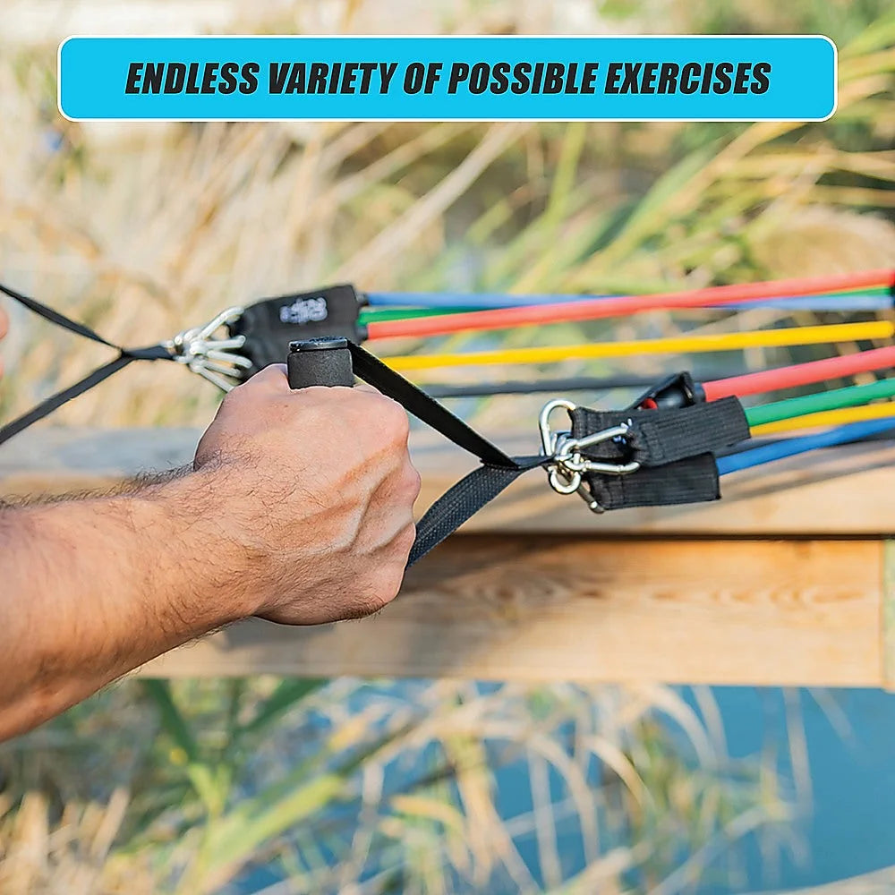 Resistance Exercise Fitness Bands Tubes Kit Yoga Set 19PC