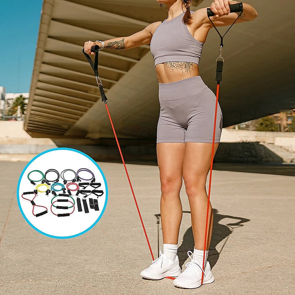 Resistance Exercise Fitness Bands Tubes Kit Yoga Set 19PC