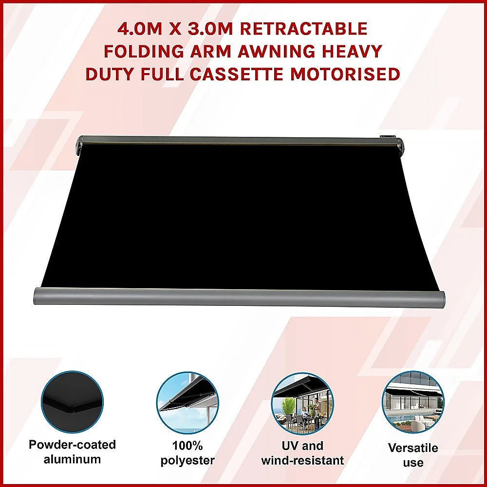 Retractable Folding Arm Awning Heavy Duty Motorised Full
