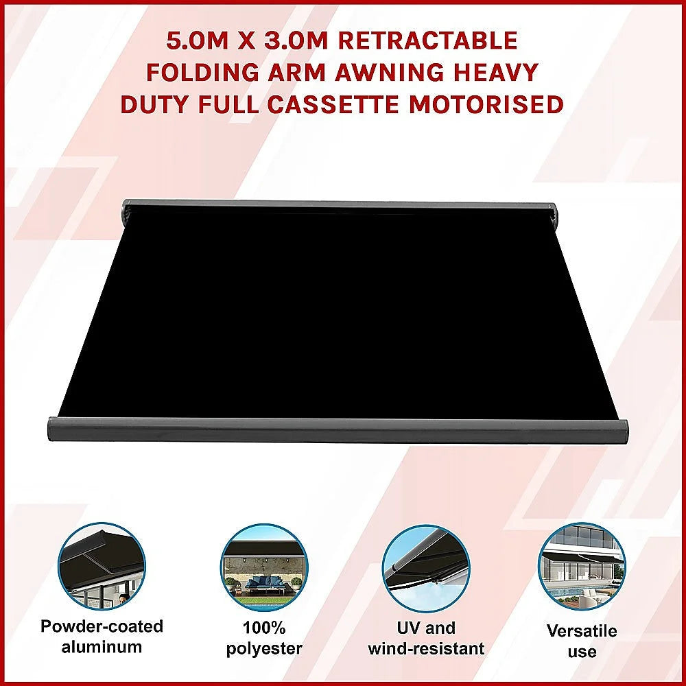Retractable Folding Arm Awning Heavy Duty Motorised Full