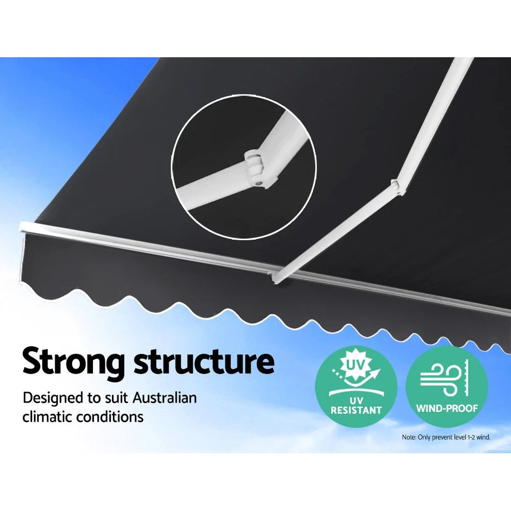 Retractable Folding Arm Awning Manual Sunshade Grey