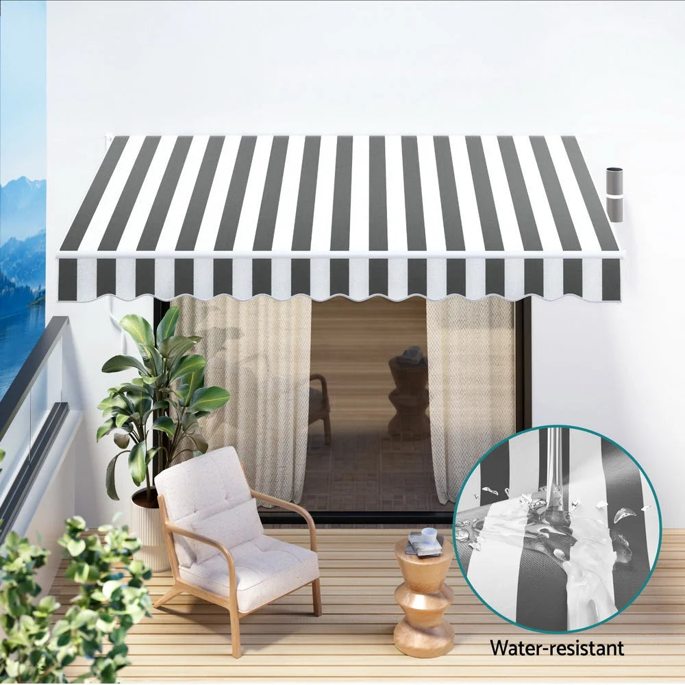 Retractable Folding Arm Awning Manual Sunshade 3M x 2.5M