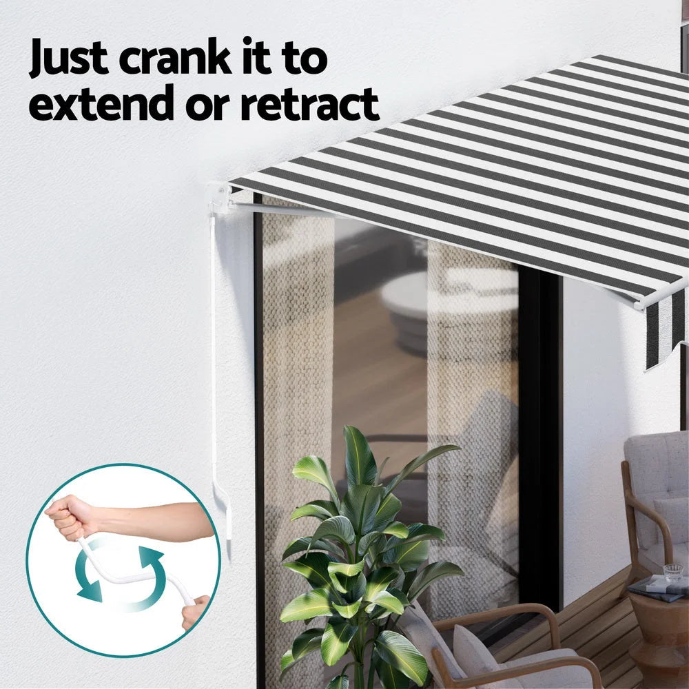 Retractable Folding Arm Awning Manual Sunshade 3M x 2.5M