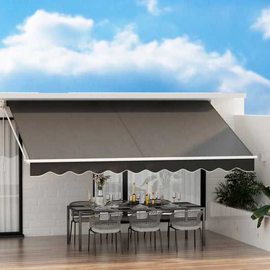Retractable Folding Arm Awning Manual Sunshade 4.5M x 2.5M