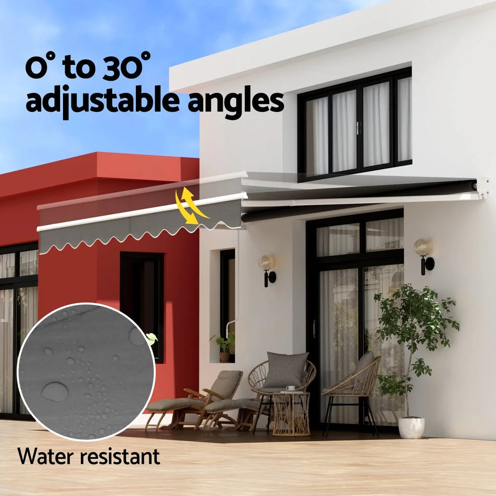 Retractable Folding Arm Awning Manual Sunshade 4.5M x 2.5M
