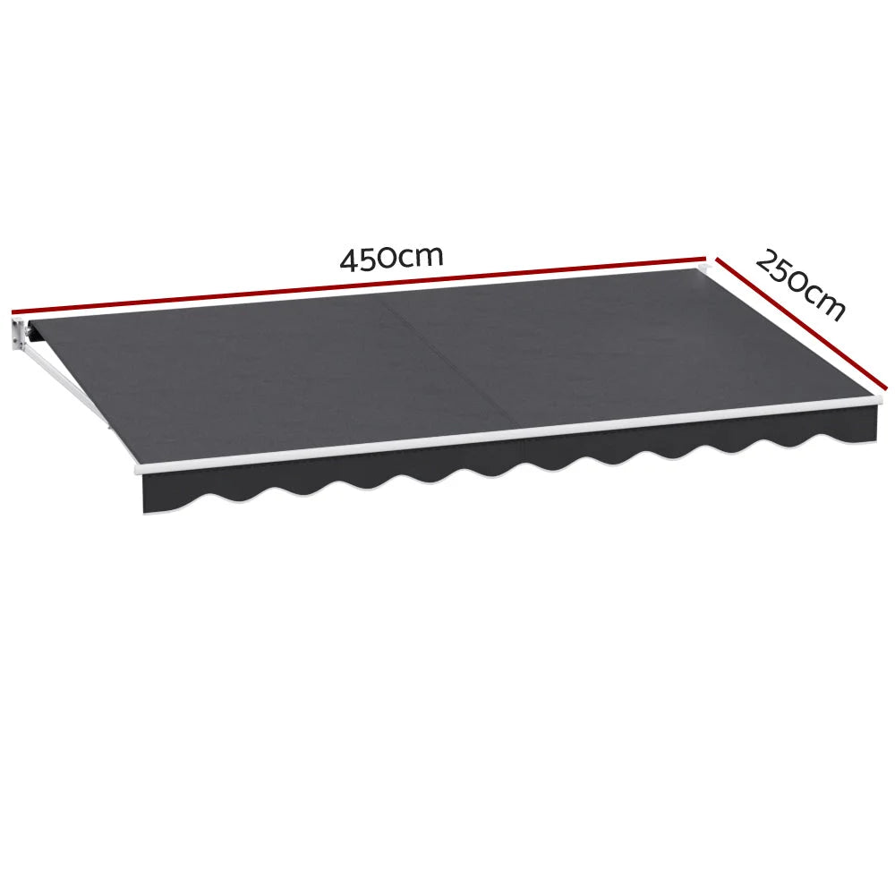 Retractable Folding Arm Awning Manual Sunshade 4.5M x 2.5M