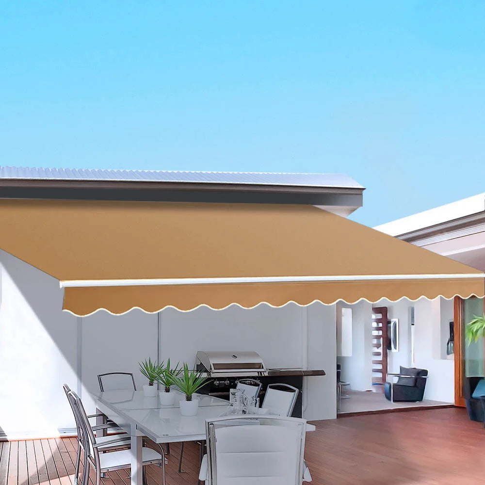 Retractable Folding Arm Awning Manual Sunshade 4M x 2.5M