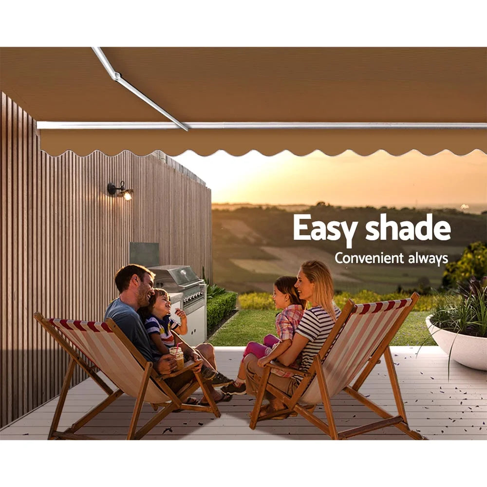 Retractable Folding Arm Awning Manual Sunshade 4M x 2.5M