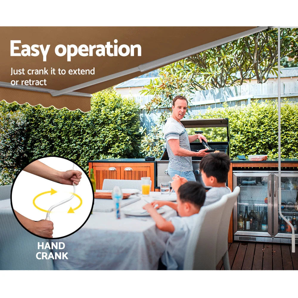 Retractable Folding Arm Awning Manual Sunshade 4M x 2.5M