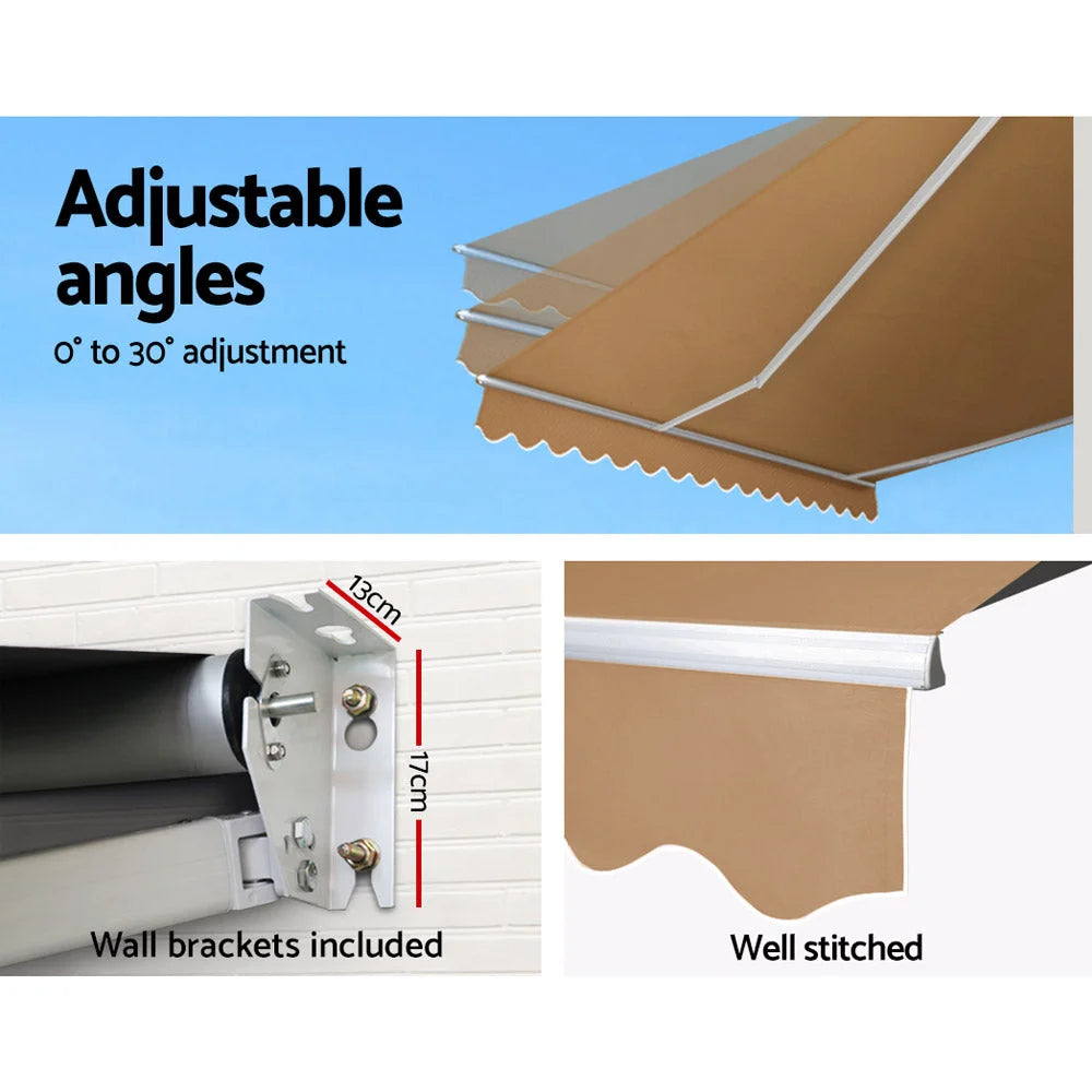 Retractable Folding Arm Awning Manual Sunshade 4M x 2.5M