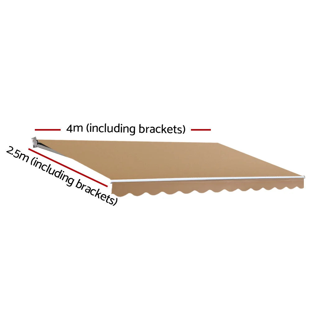 Retractable Folding Arm Awning Manual Sunshade 4M x 2.5M
