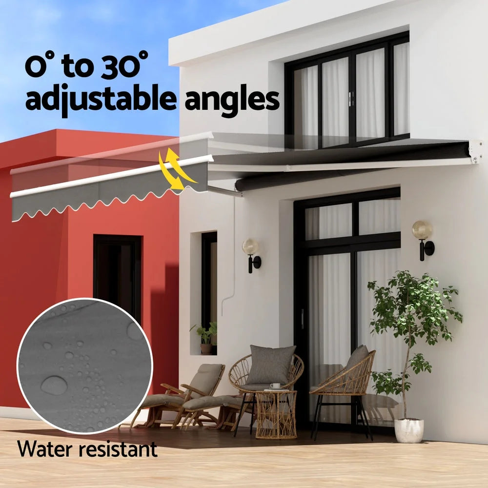 Retractable Folding Arm Awning Manual Sunshade 4M x 2.5M