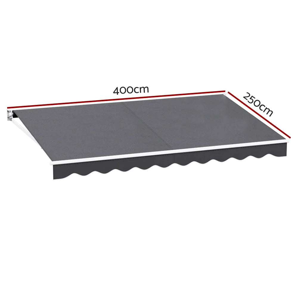 Retractable Folding Arm Awning Manual Sunshade 4M x 2.5M