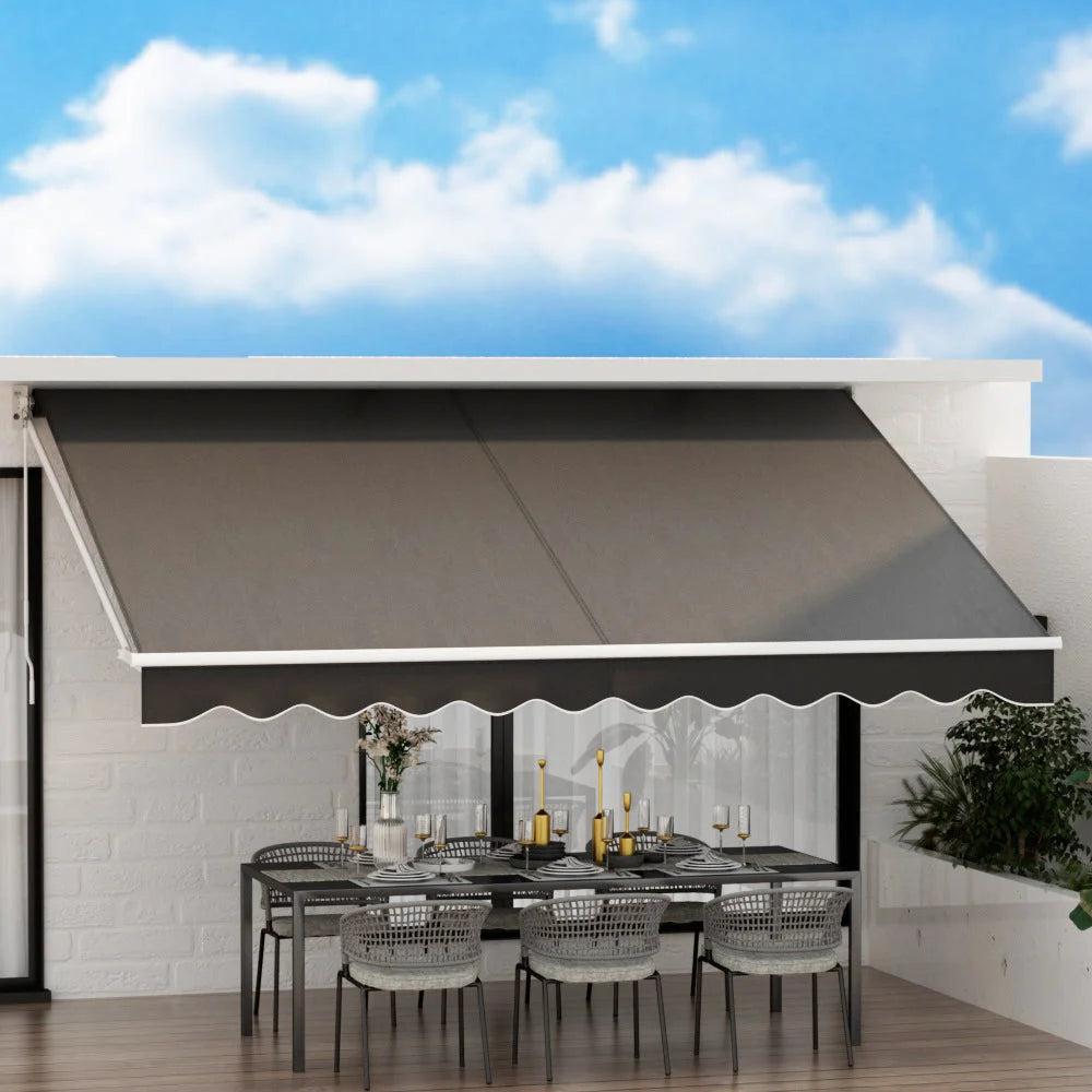 Retractable Folding Arm Awning Manual Sunshade 4M x 2.5M