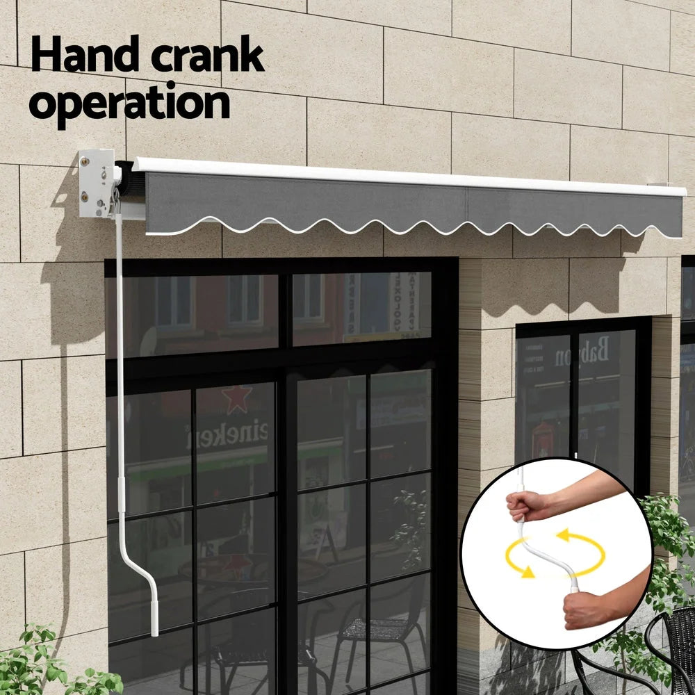 Retractable Folding Arm Awning Manual Sunshade 4M x 2.5M