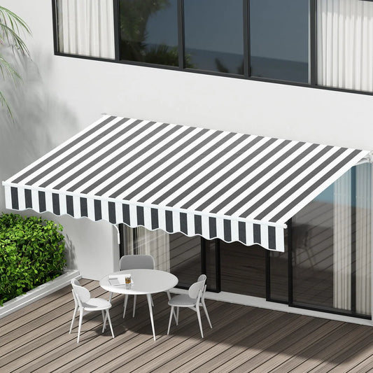 Retractable Folding Arm Awning Manual Sunshade 4M x 3M