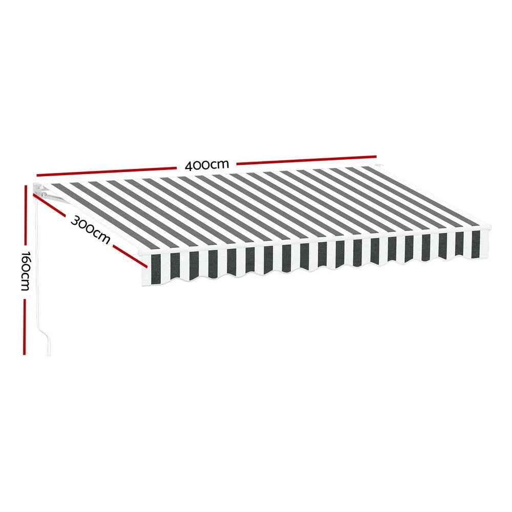 Retractable Folding Arm Awning Manual Sunshade 4M x 3M