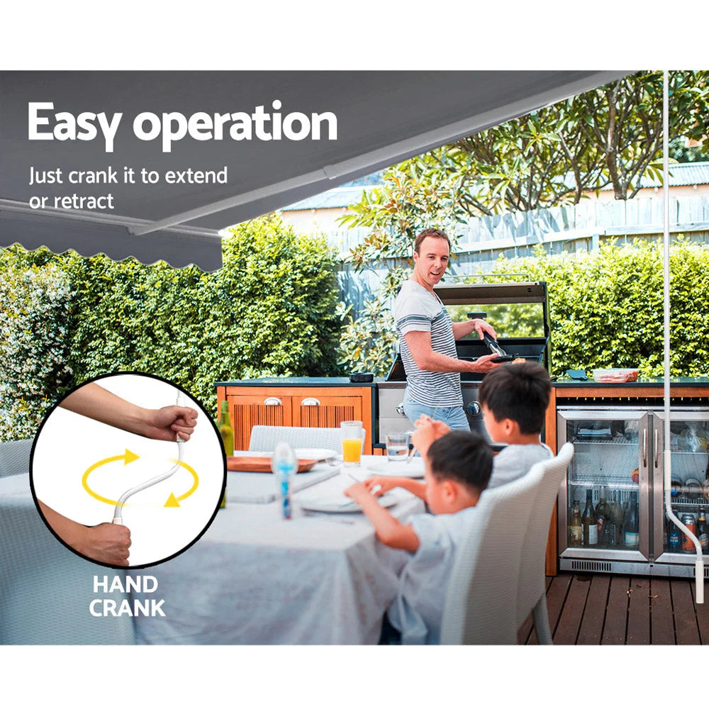 Retractable folding arm with awning manual sunshade pearl outdoor