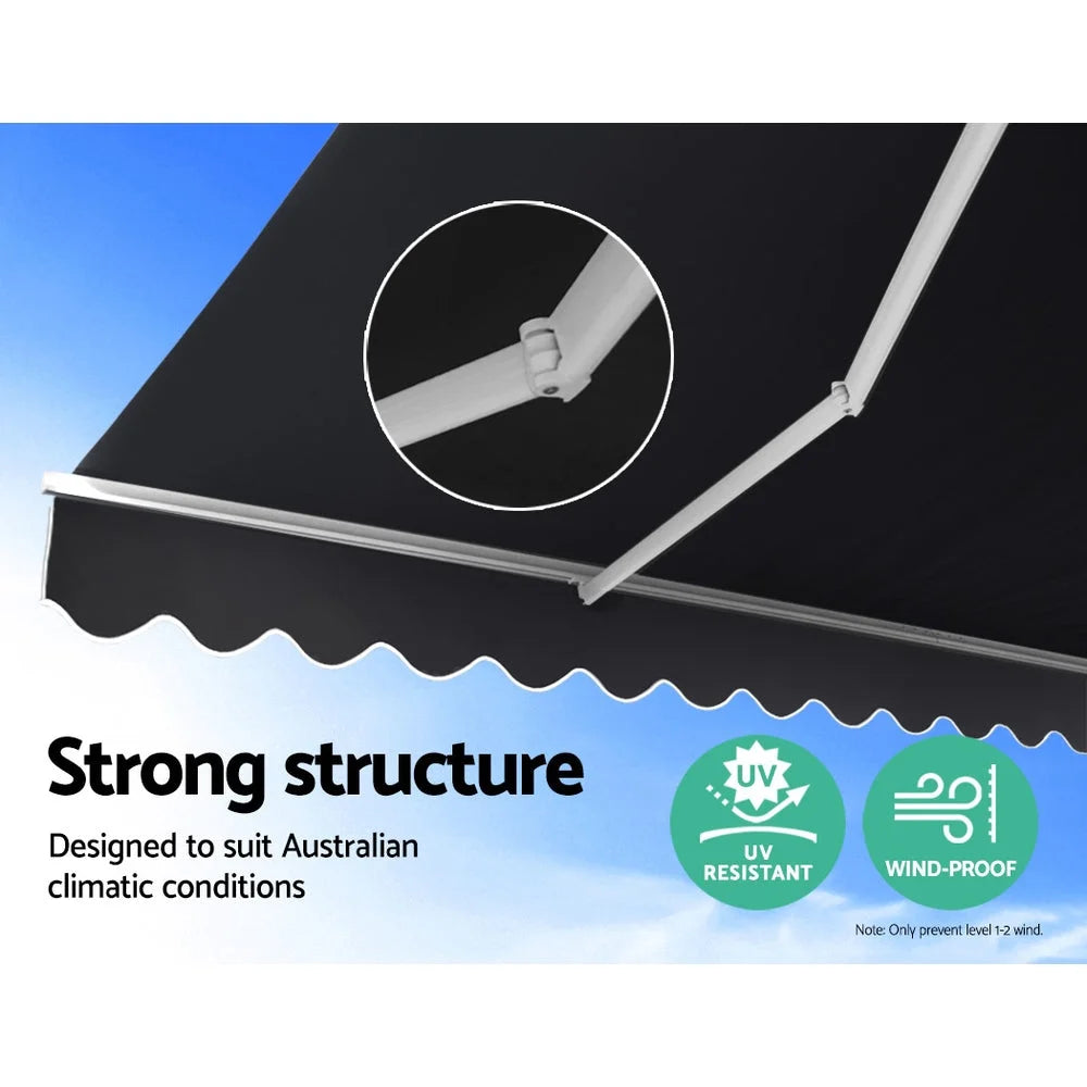 Retractable folding arm with awning manual sunshade outdoor