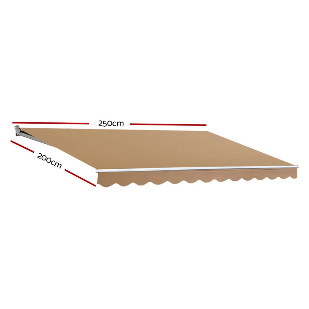 Beige 5m retractable folding arm with tabletop context and item shape