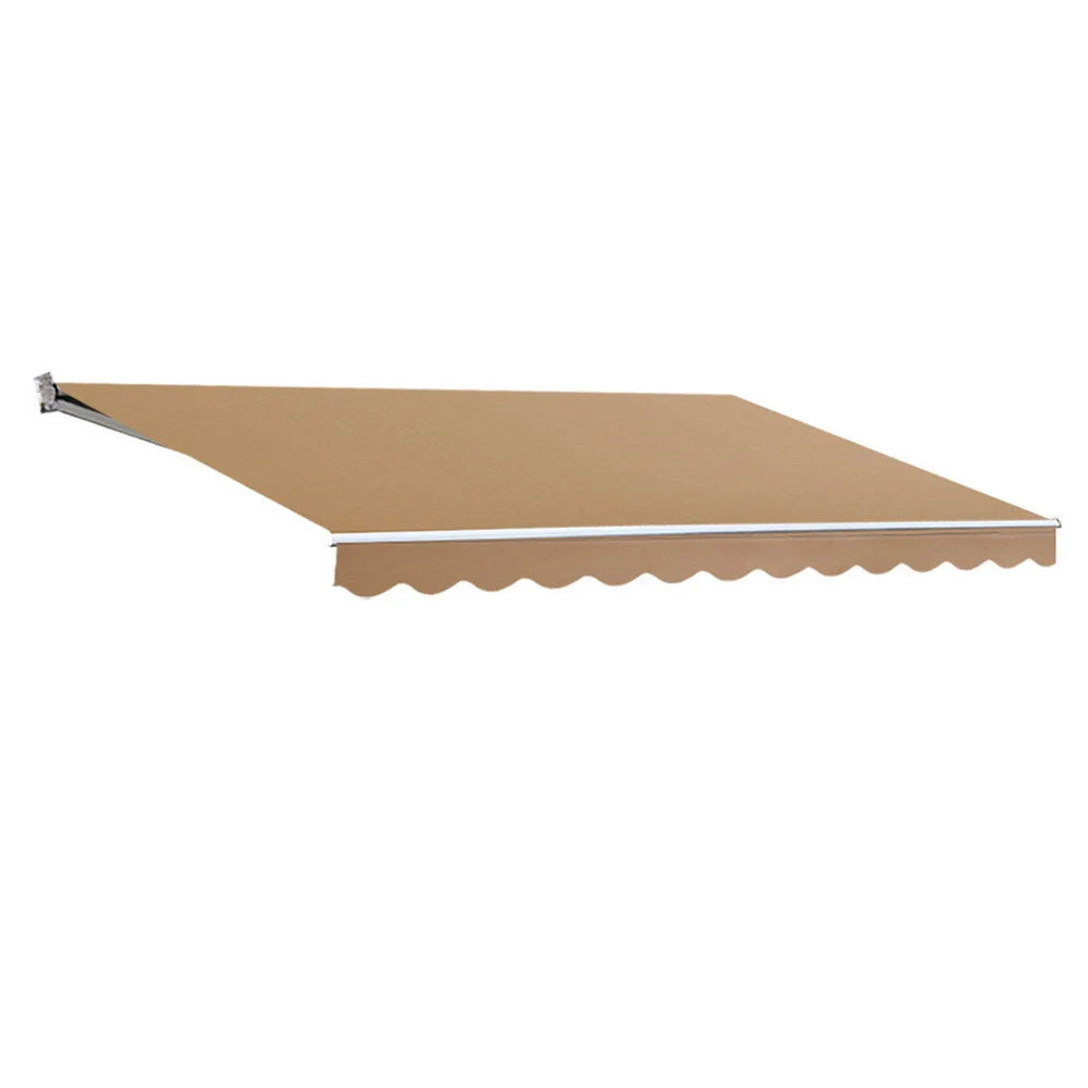 Beige 5m retractable folding arm with size cues and product form