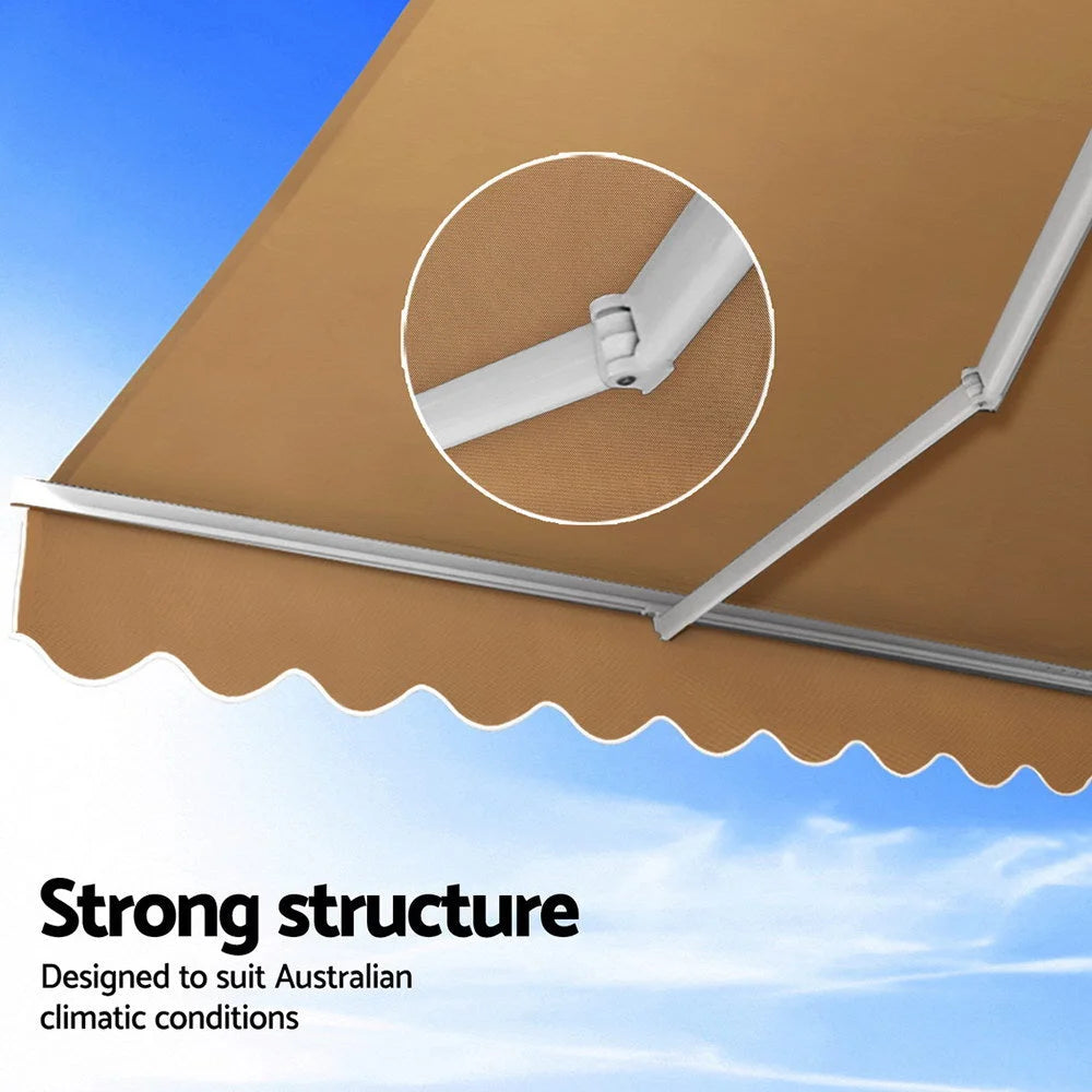 Beige 5m retractable folding arm with shape details and included parts