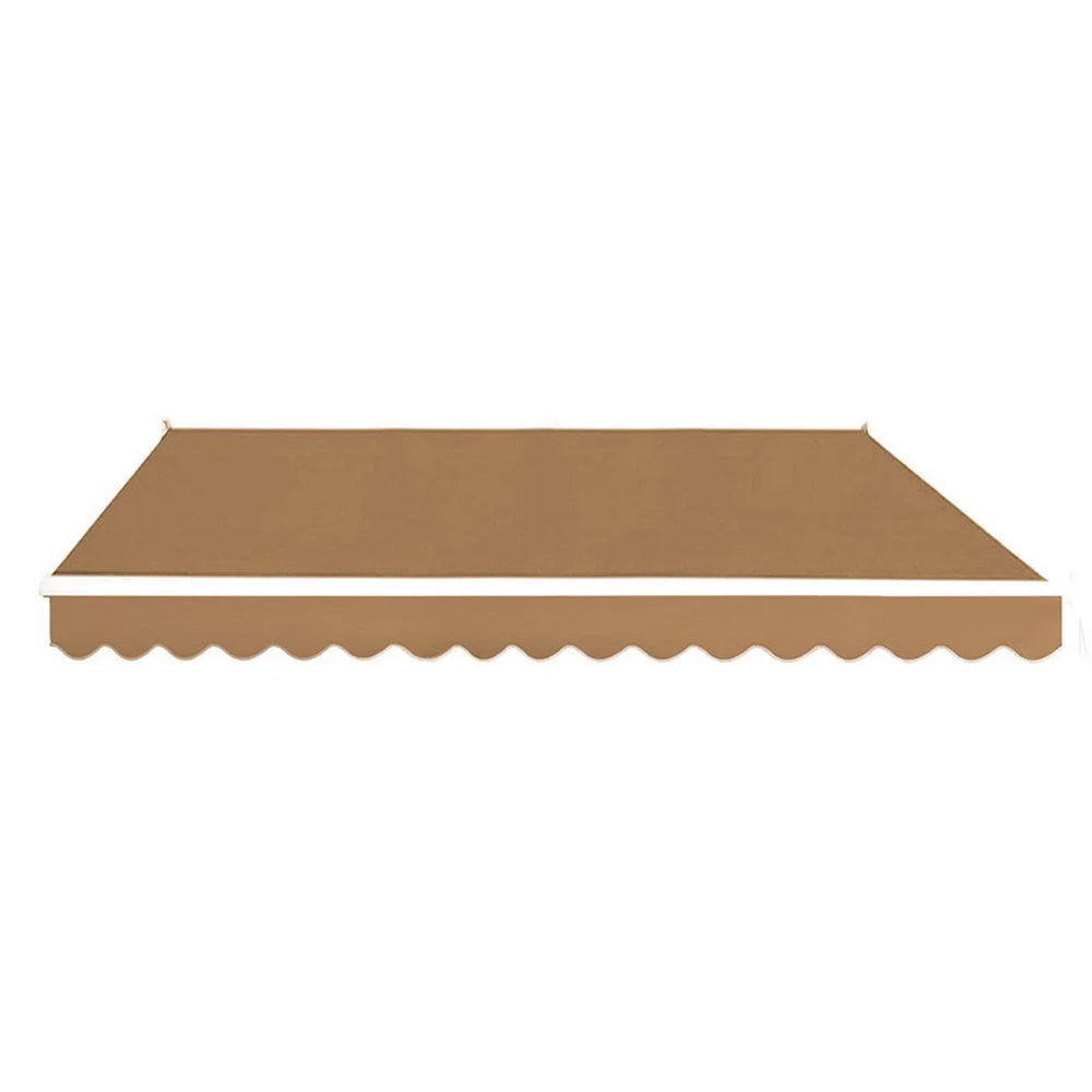 Beige 5m retractable folding arm with component details and storage context