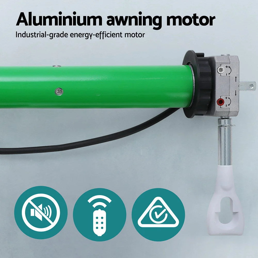 Green 3m retractable awning with outdoor sunshade fabric and mounting bar