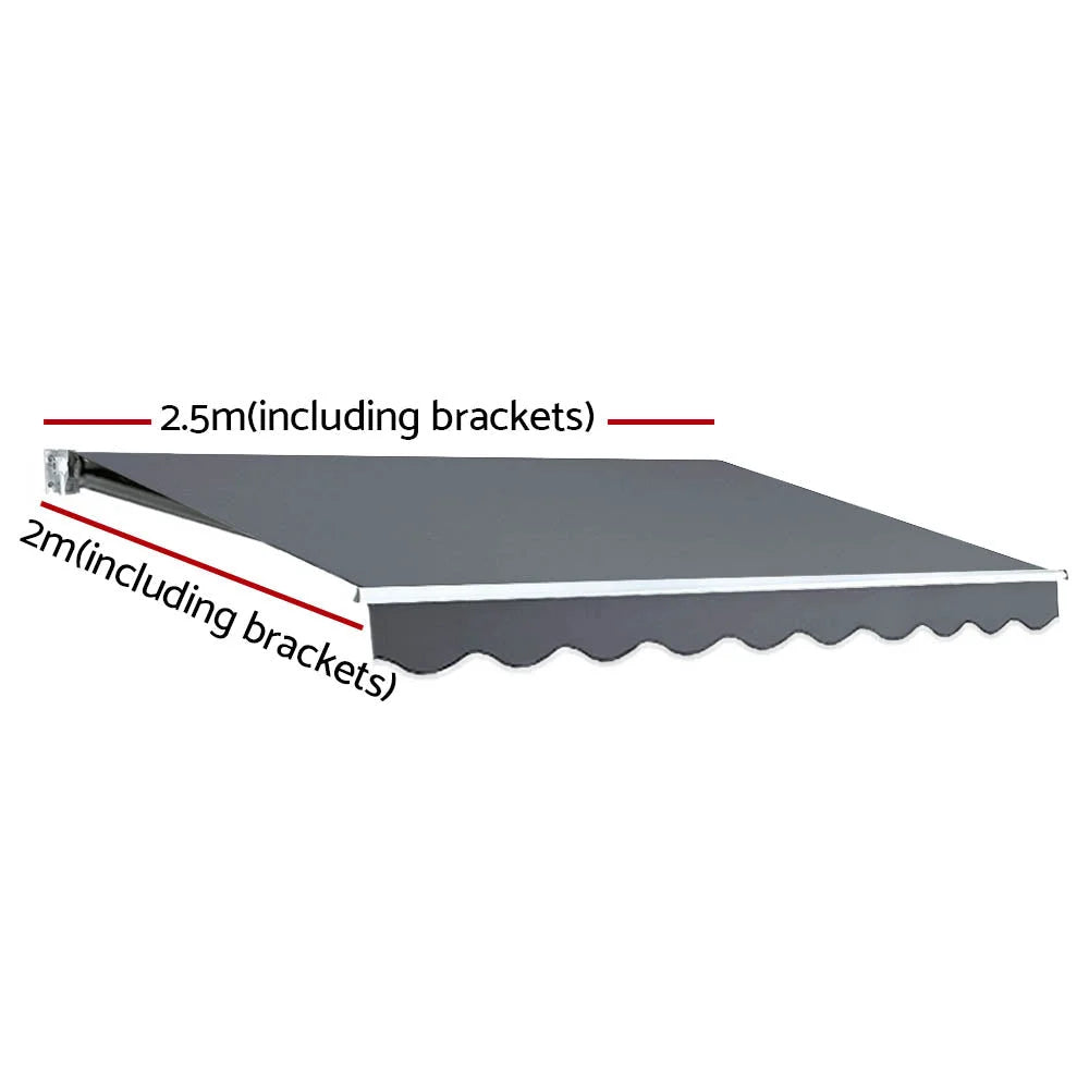 Retractable Folding Arm Awning Motorized with Sunshade 2 5mx2m Grey