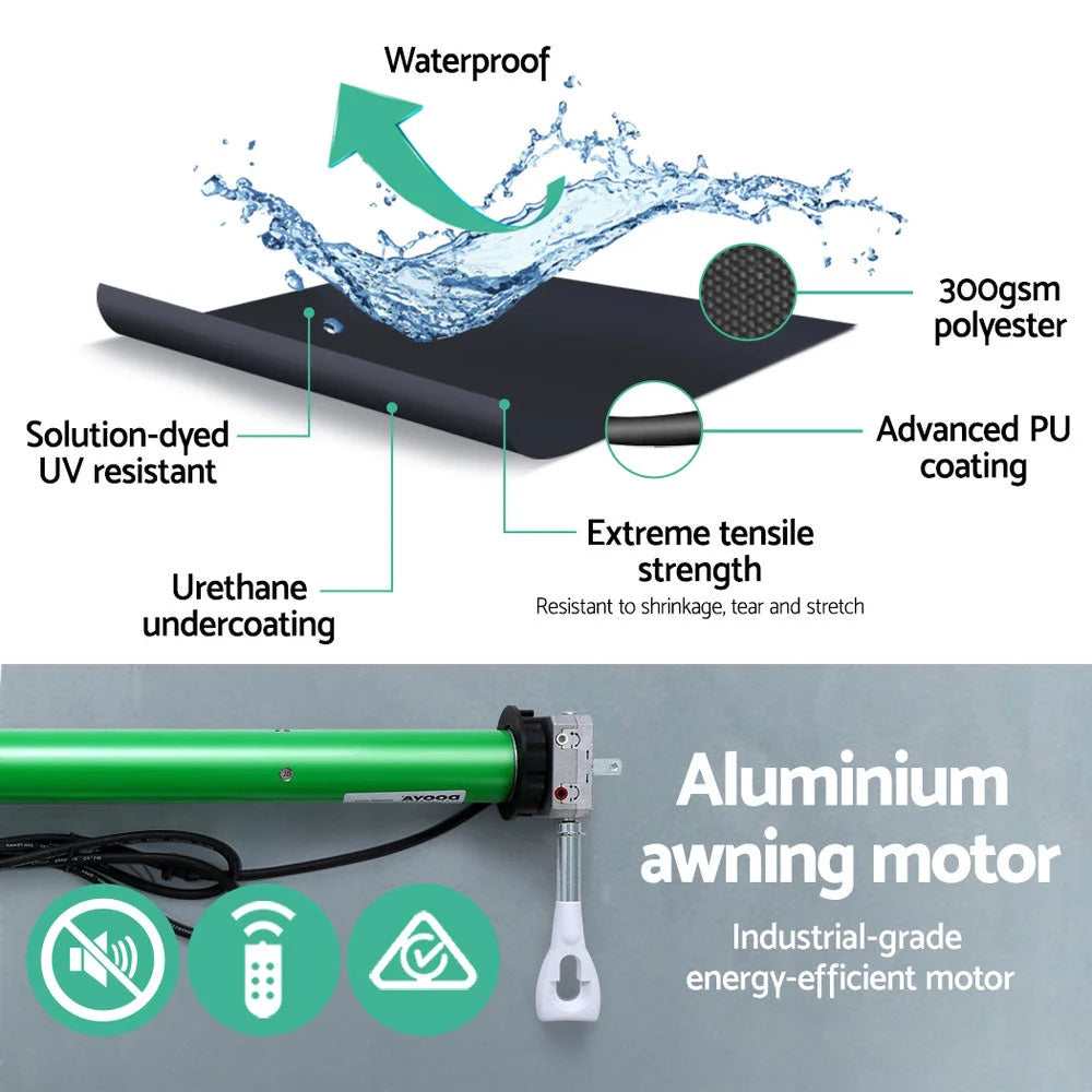 Retractable Folding Arm Awning Motorized Sunshade 2 5mx2m Grey