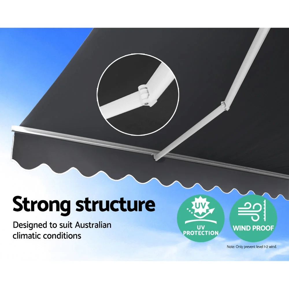 Retractable Folding Arm Awning Motorized Sunshade Grey