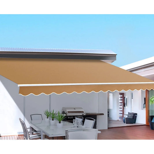 Beige 4m retractable awning with outdoor sunshade fabric and mounting bar