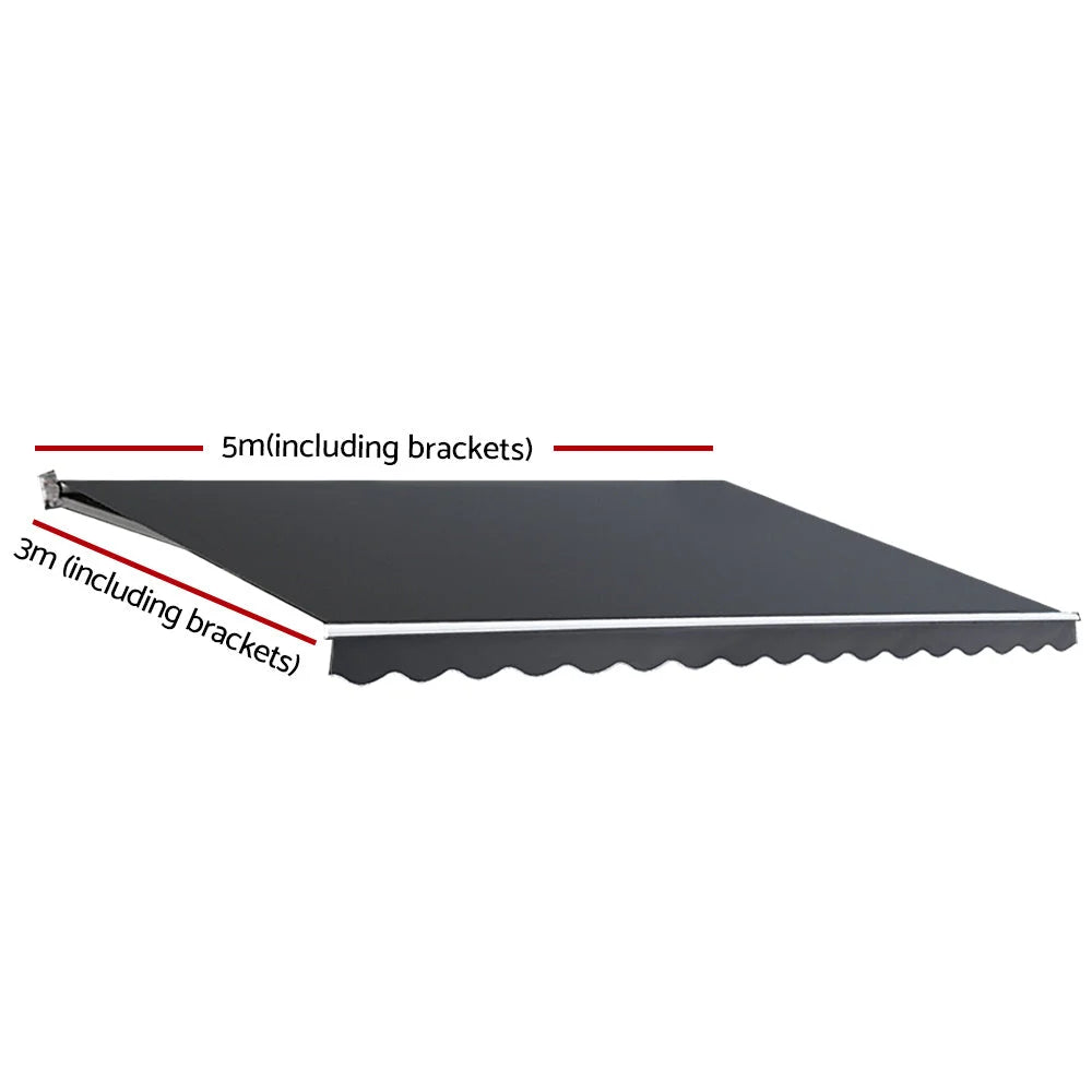 Grey 5mx3m 5x3m retractable folding arm with tabletop and support frame