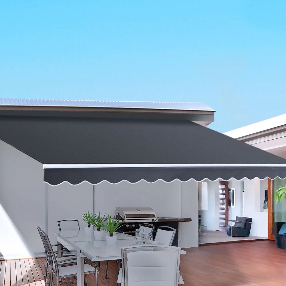 Grey 5mx3m 5x3m retractable folding arm with awning motorized sunshade motorised