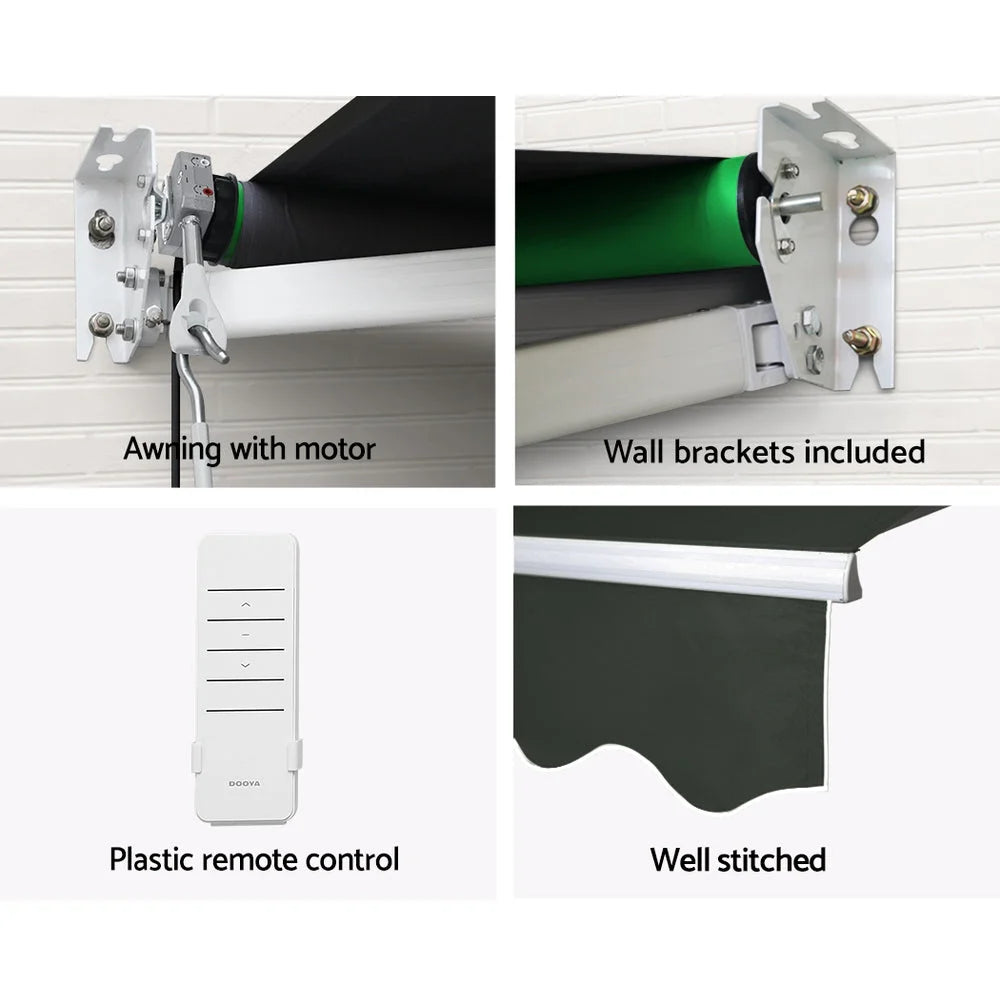 Grey 5mx3m 5x3m retractable folding arm with front fabric panel and stitched edging