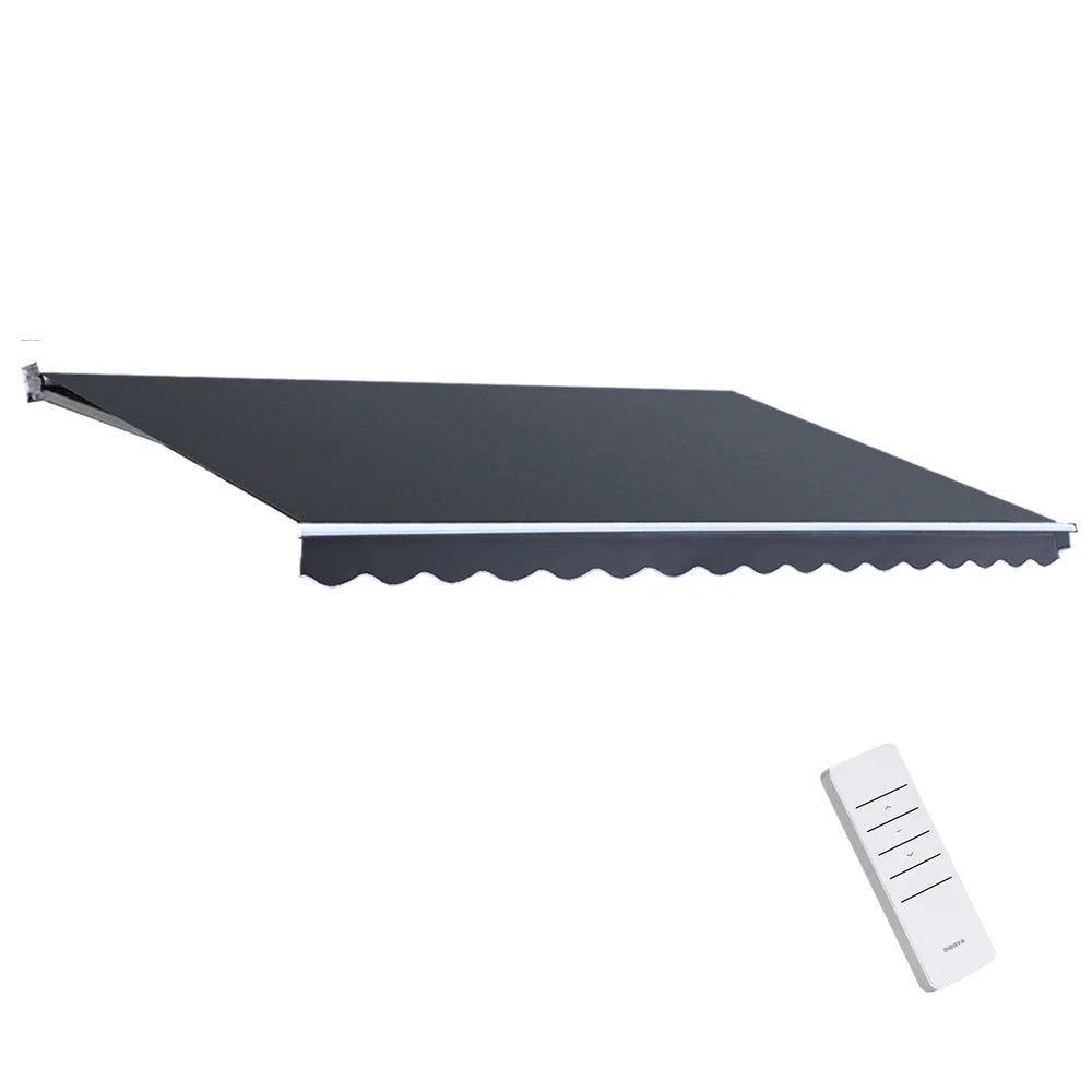 Grey 5mx3m 5x3m retractable folding arm with folded edge and material layering