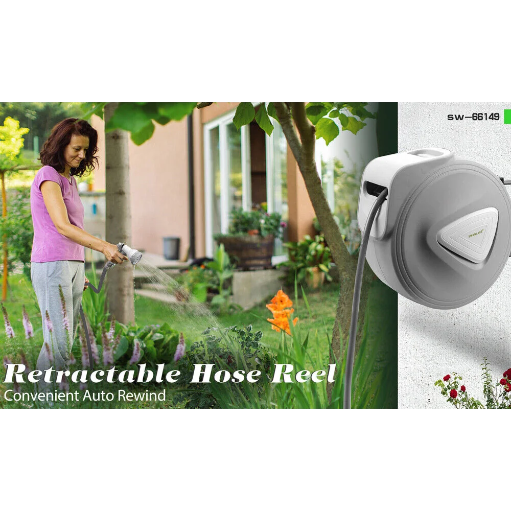 Retractable Garden Air Hose Reel 10M with Auto Rewind Wall