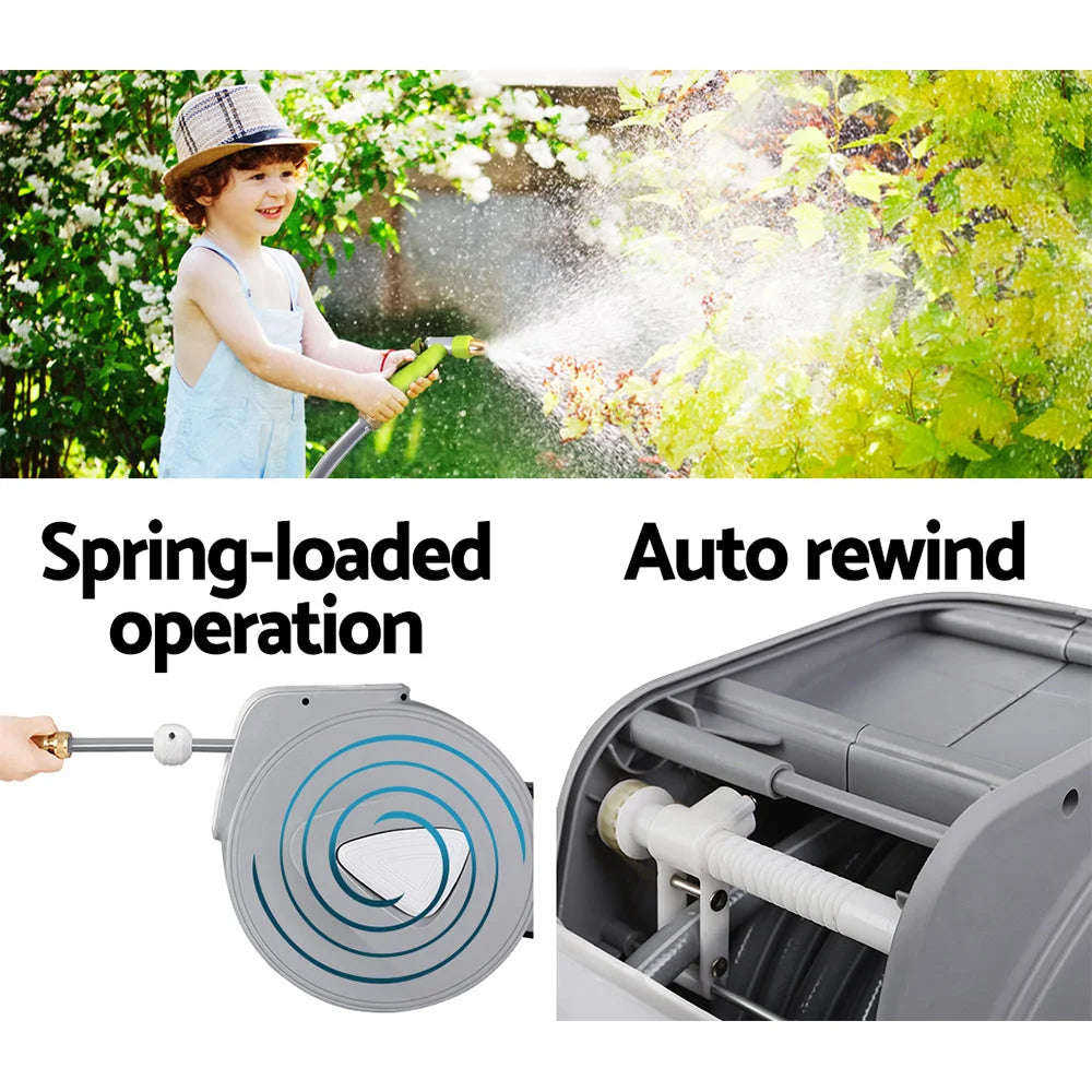 Retractable Hose Reel 30M Garden Water Brass Auto Rewind