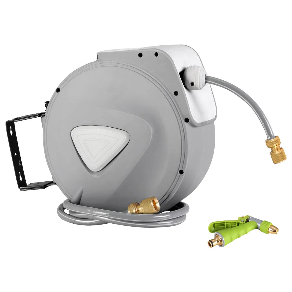 Retractable Hose Reel 30M Garden Water Brass Auto Rewind Spray Gun