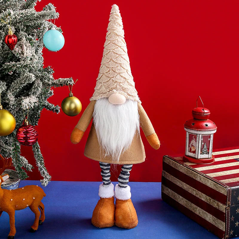 Retractable Leg Christmas Gnome Plush - Adjustable Standing