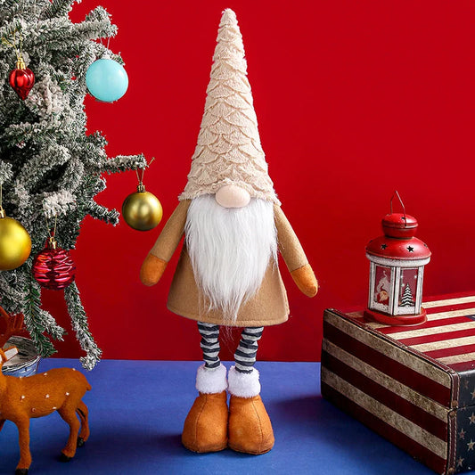 Retractable Leg Christmas Gnome Plush - Adjustable Standing